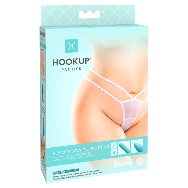 Hookup Remote Bow-Tie G-String XL/XXL - White